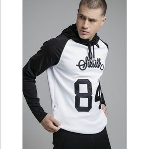 Siksilk Overhead Retro Sports Hoodie - White & Black